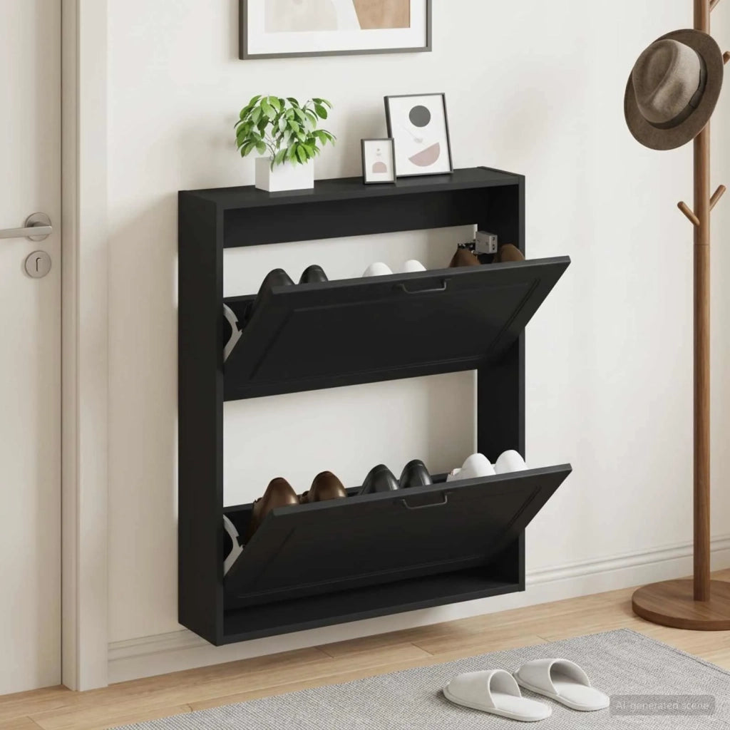 Mobiletto per Scarpe da Muro UTRECHT 71 x 17 x 86 cm Nero 897736