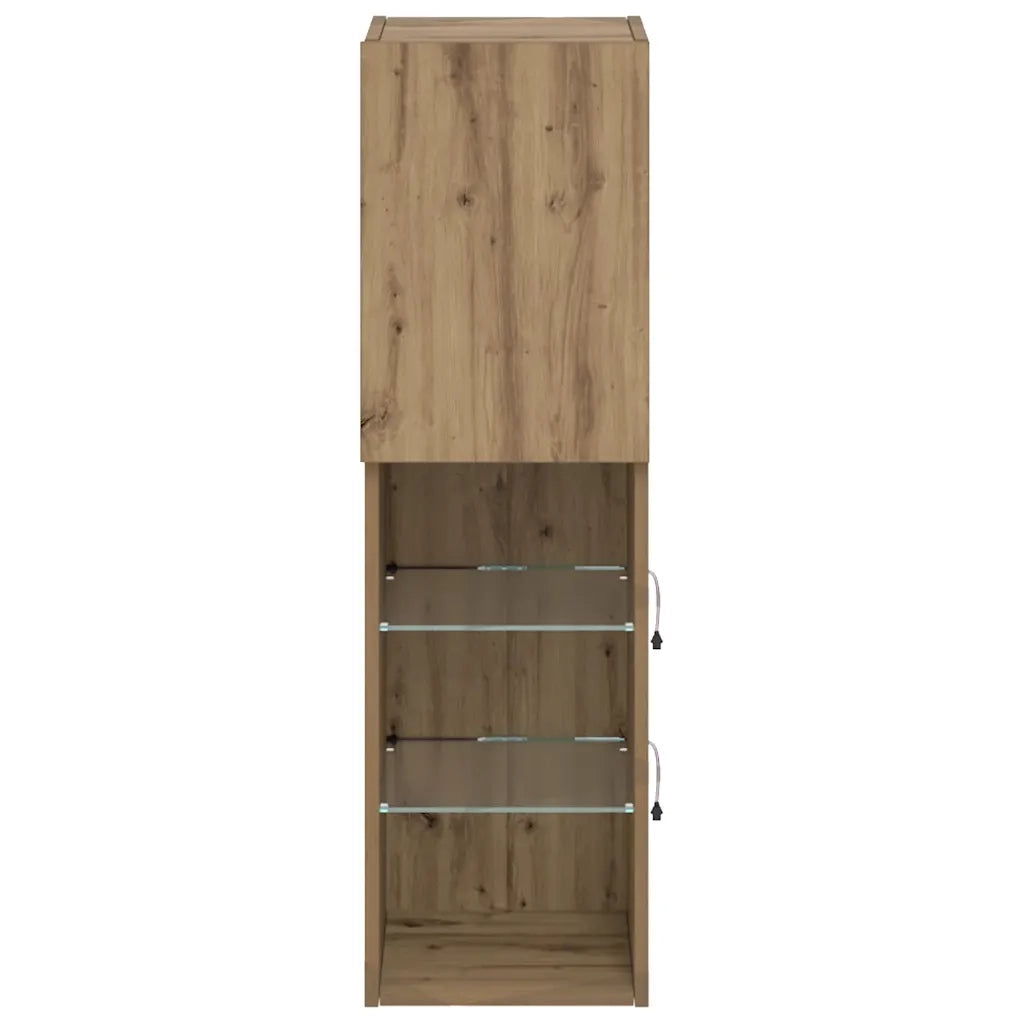 Mobile TV con Luci LED Rovere Artigianale 30,5x30x102 cm 857678