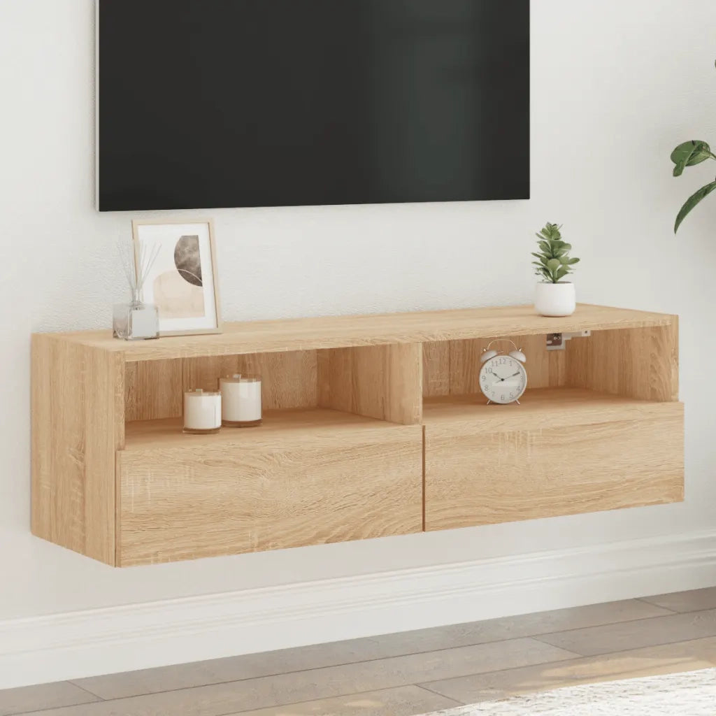 Mobile TV Parete-Credenza per TV sospesa-Console TV  Rovere Sonoma 100x30x30cm in Legno Multistrato