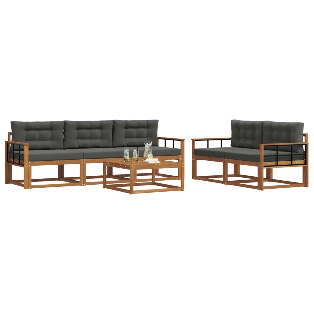 Set di divani da esterno con cuscino 6 pcs Naturale e Antracite 3367205