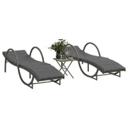 Lettini Prendisole 2 pz con Tavolino Grigio in Polyrattan 368265