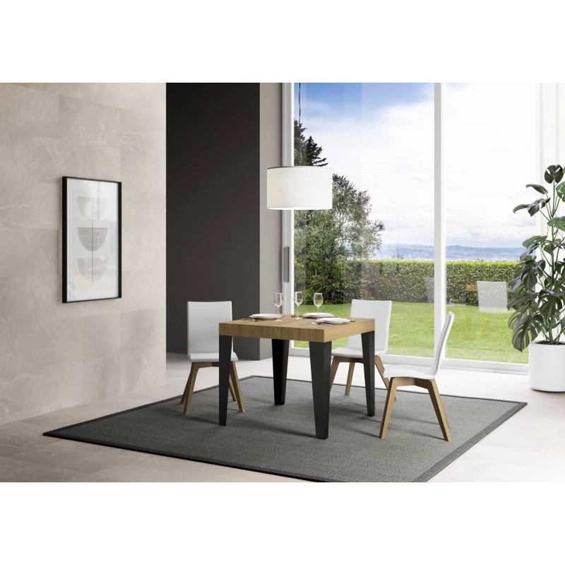 Tavolo allungabile 90x90/246 cm Flame telaio Antracite - Quercia Natura