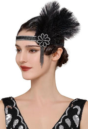 Cappello con elastico - Anni 20 Gatsby accessori vintage per donne in nero