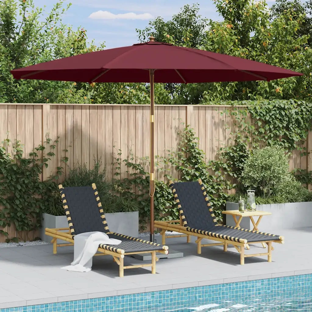 Ombrellone da Esterni con Palo in Legno 350 cm Rosso Borgogna 44531