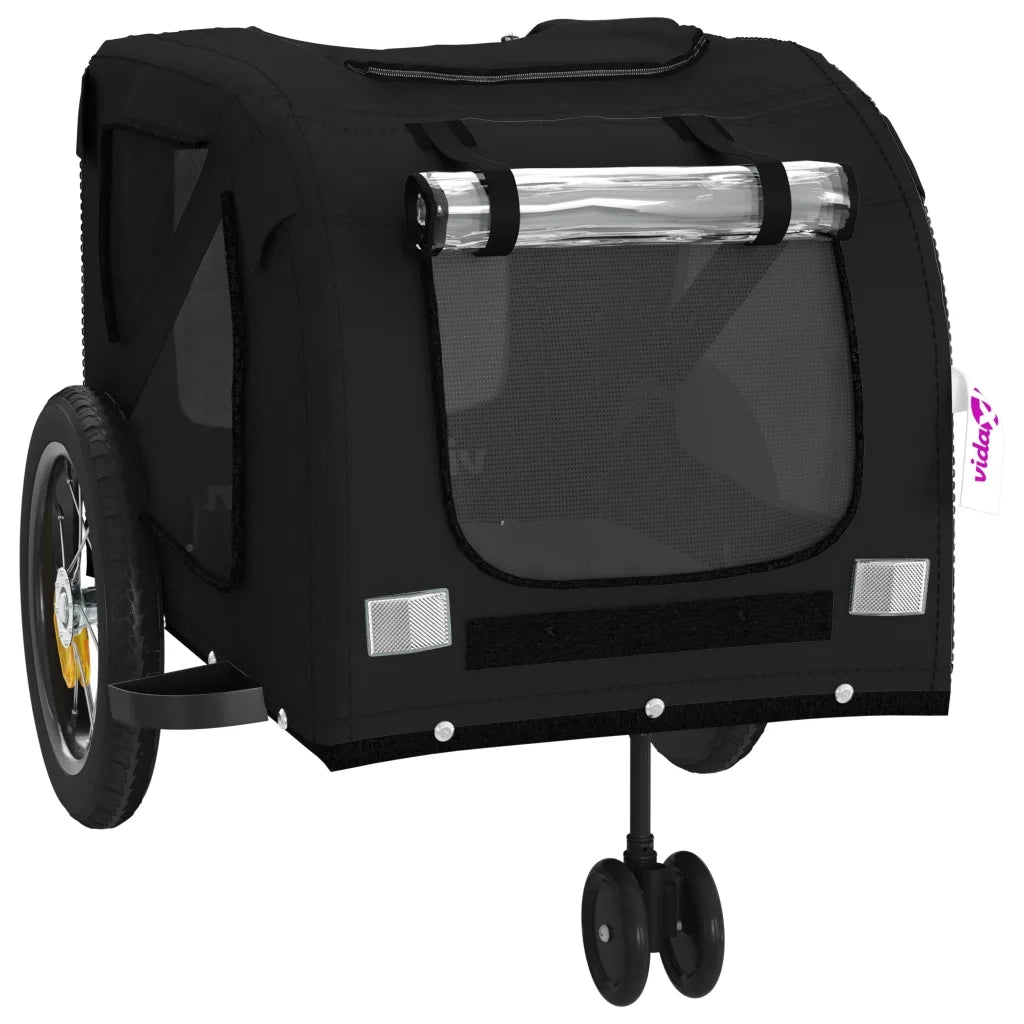 Rimorchio da Bici per Animali Nero Oxford e Ferro CFW1087358