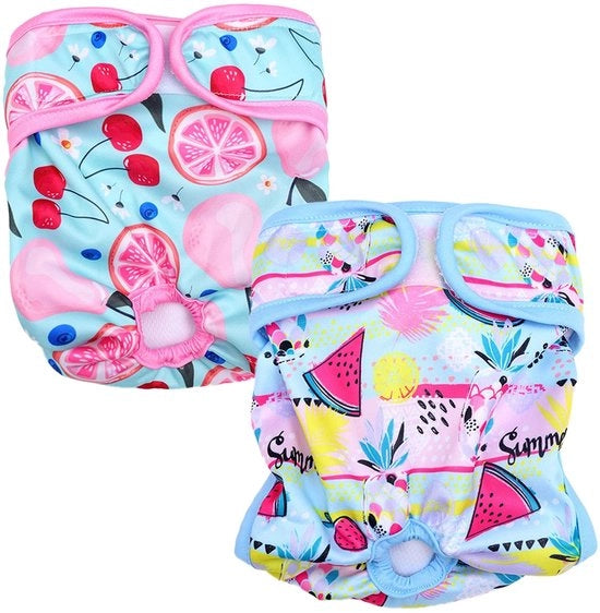 Luiers per cane riutilizzabili - Luiers per cane lavabili - Luiere per cane assorbenti - Per cani femmine - Misura 40-50 cm - Set da 2
