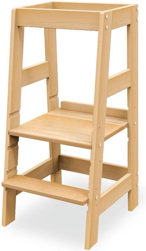 Torre di appoggio - Scopritore - Aiuto in cucina - Legno di betulla massello - Protezione contro cadute su tutti i lati - 40cm x 47cm x 85cm