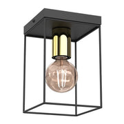 Plafoniera quadrata moderna nera oro Homen Luminex E27