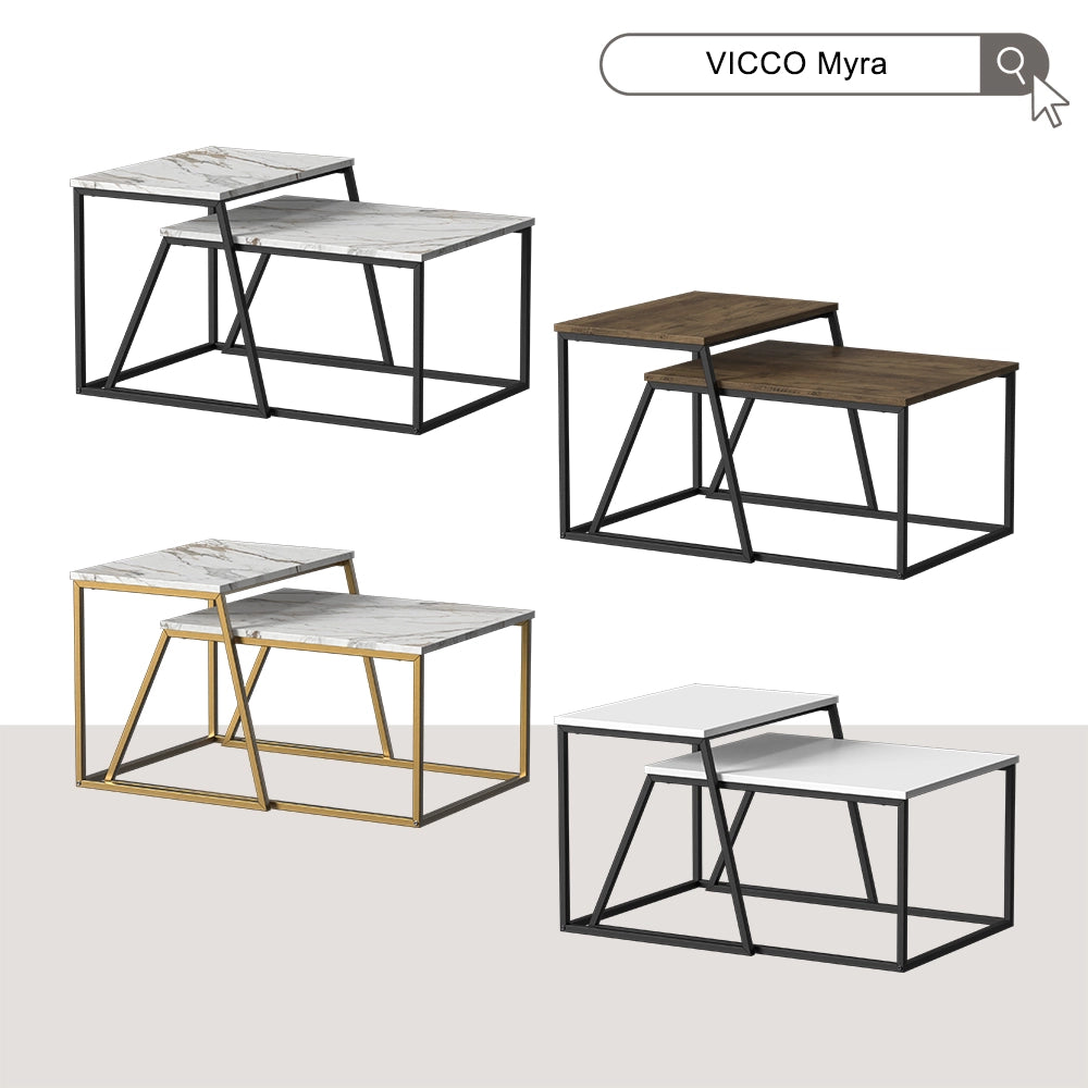 Vicco Tavolino da divano Rovere rustico/nero 60 x 50 cm 2 parti