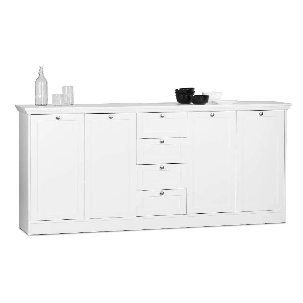 Credenza Landwood 52 colore bianco 4 ante e 4 cassetti