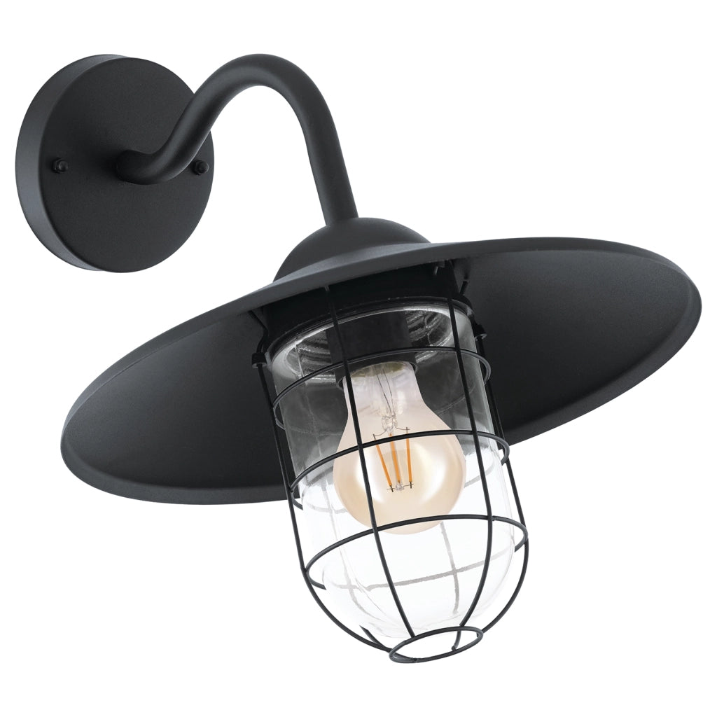 Applique Esterno Classica Melgoa Metallo Nero Vetro Bianco 1 Luce E27