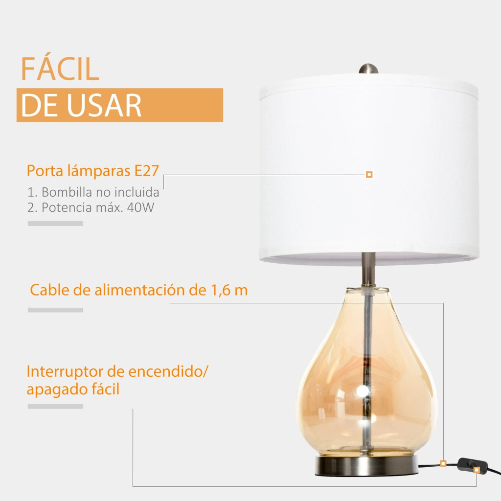 Lampada da Tavolo Set 2 Pezzi ¨C Xylo ¨C Paralume Lino E27 Bianco ?30x56cm
