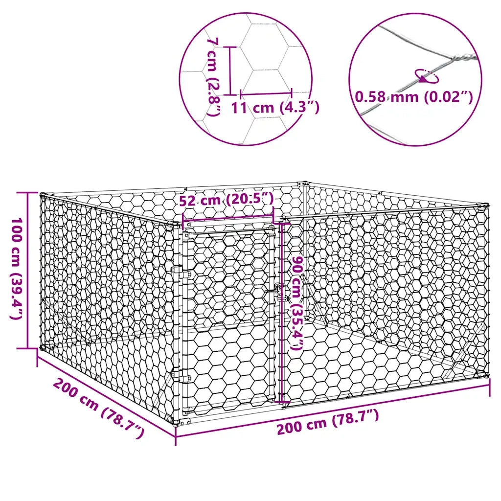 Cuccia per cani da esterno con porta 2x2x1 m in acciaio zincato 4105411