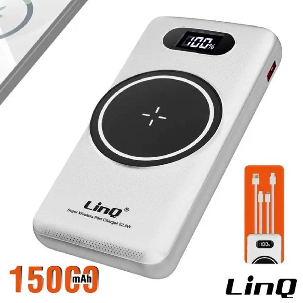 Trade Shop - Powerbank Da 15000 Mah Con Ricarica Wireless Rapida Usb / Usb-c Con Cavi Tt15808 -