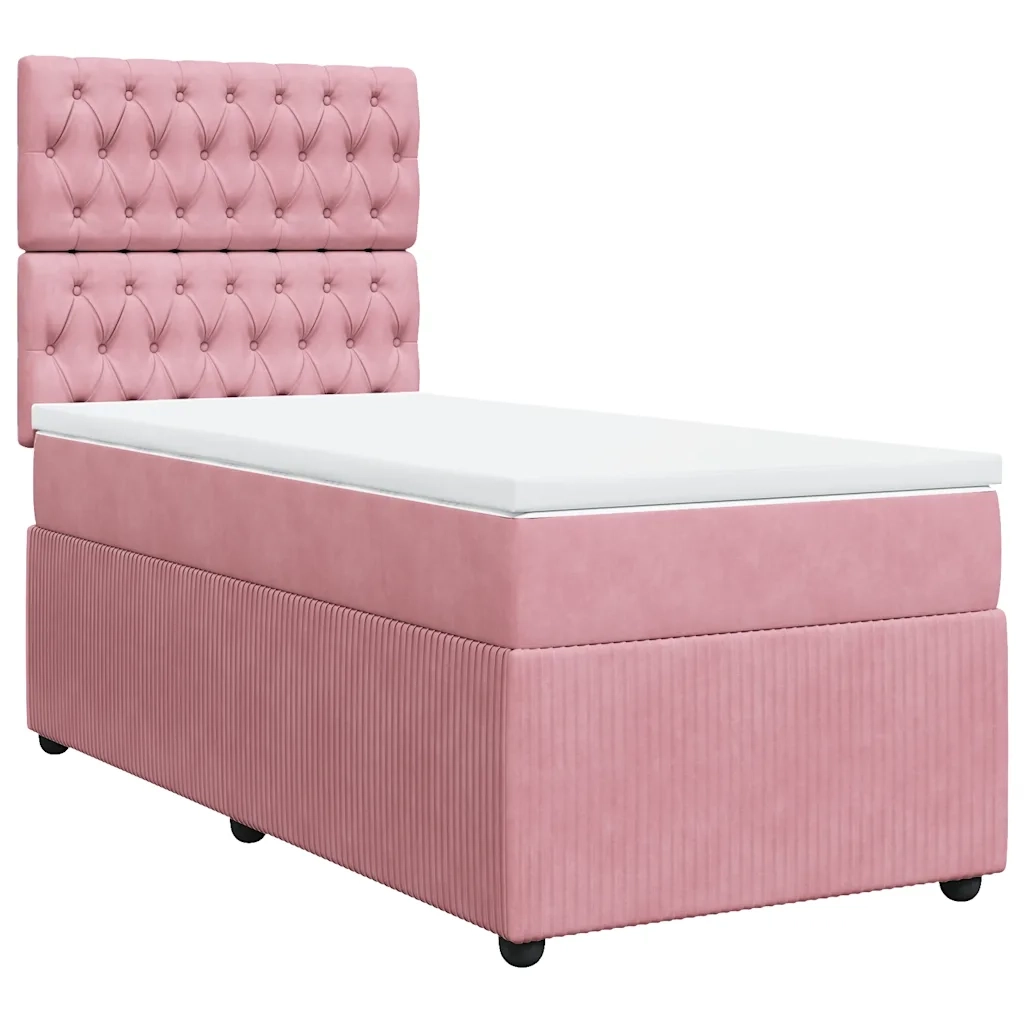 Giroletto a Molle con Materasso Rosa 90x190 cm in Velluto