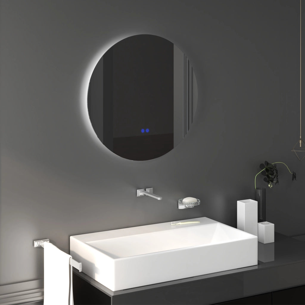 Specchio da bagno LED rotondo con antibu¨¦e ¨C zephmum ¨C 60 cm grigio