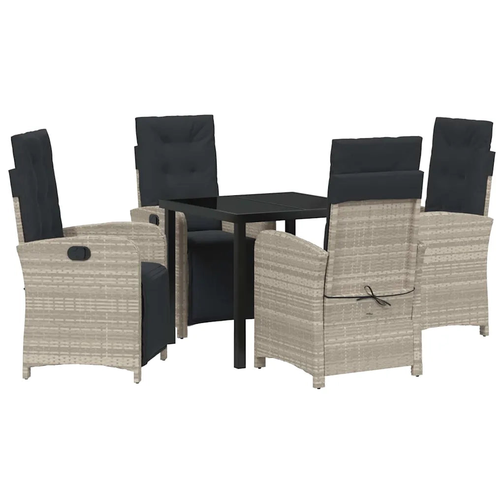 Set da Pranzo per Giardino 5 pcs Grigio chiaro polyrattan 3380345