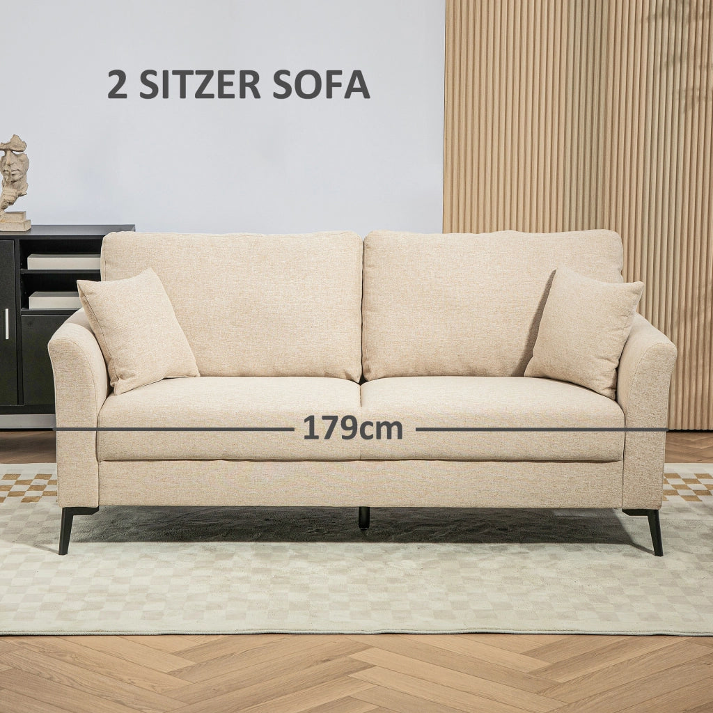 Divano 2 posti ¨C zephmum ¨C Tessuto antimacchia, beige, 179x80x89 cm