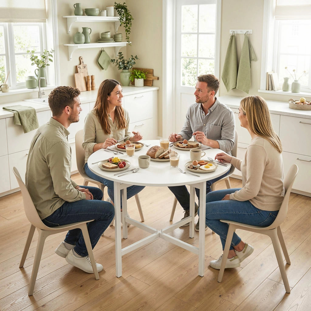 Tavolo da pranzo pieghevole rotondo ¨C zephmum ¨C bianco 80 cm 4 persone