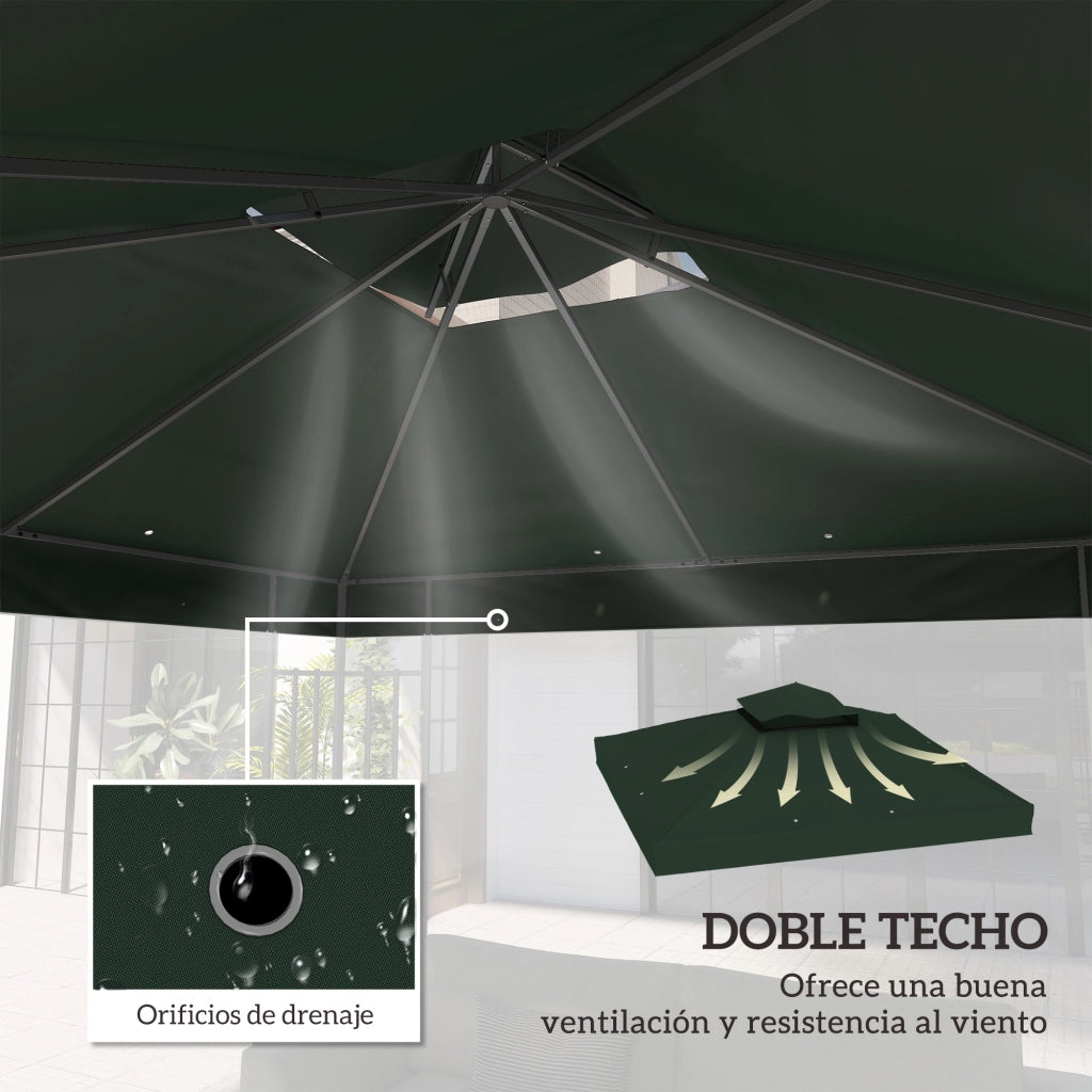 Toldo da Giardino 3x3 m ¨C zephmum ¨C Verde, Doppio Tetto, UPF30+