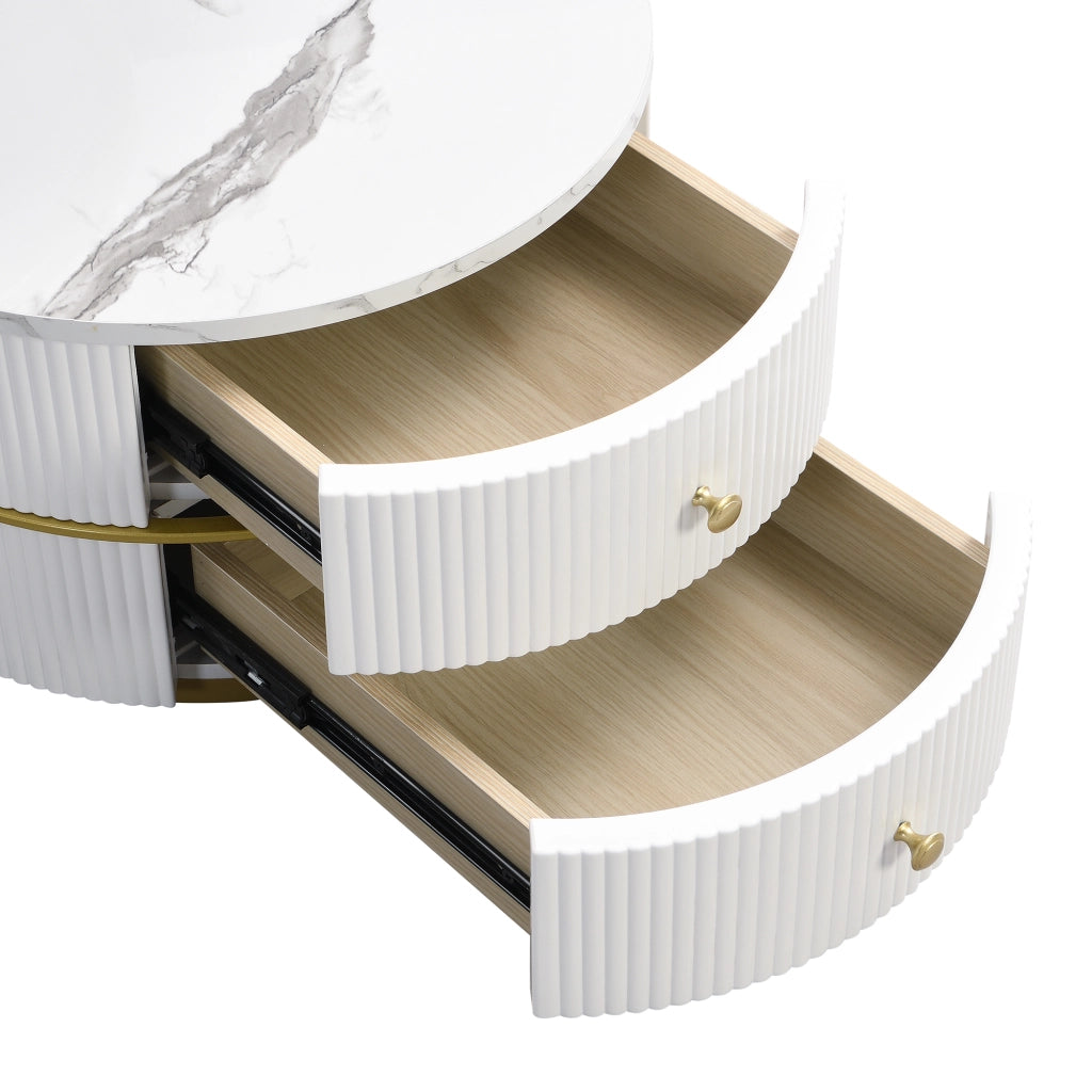 TAVOLO DA CAFFÈ Set da 2 pezzi rotondo 60x60x46 cm e 50x50x30,8 cm bianco