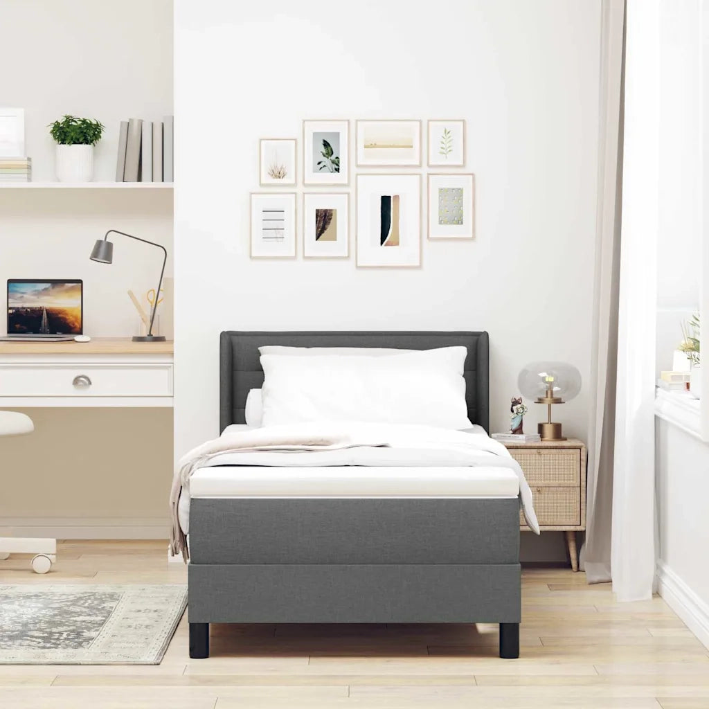 Letto a molle con cuscino Grigio scuro 190 x 90 cm Tessuto 3341014