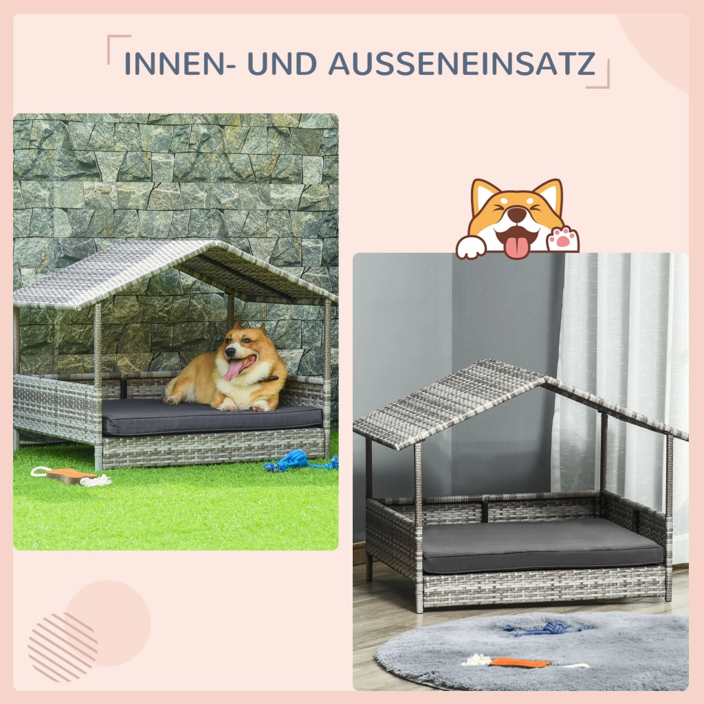 Cuccia per Cane per Interni con Cuscino Amovibile ¨C Zephmum ¨C Grigio 70x50x30