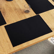 Tavolo da Pranzo Matset di 6 | Nero Liscio | Tela di Cotone a Rilievo Finemente Ribobulato | 48x32 cm | Lavabile in Macchina