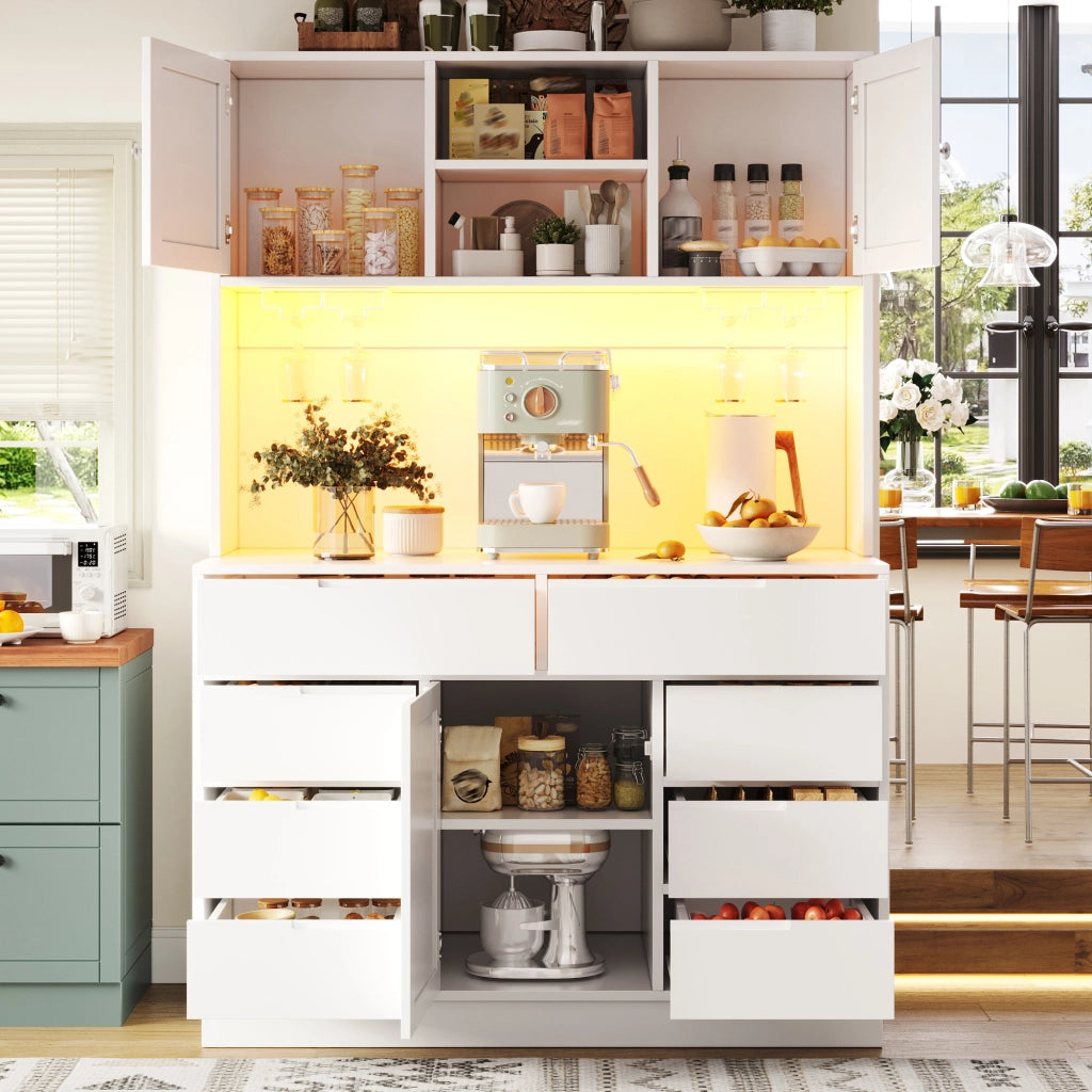 ARMADIO ALTO DA CUCINA 120 x 40 x 183,5 cm Bianco MDF con LED