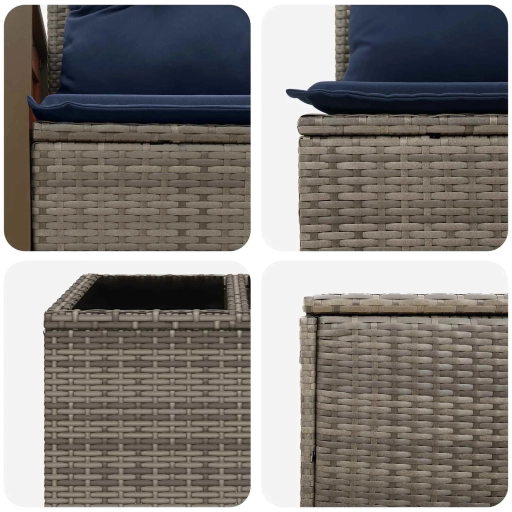Set di divani 8 pz Grigio e Blu Navy Rattan sintetico e Acciaio 3448639