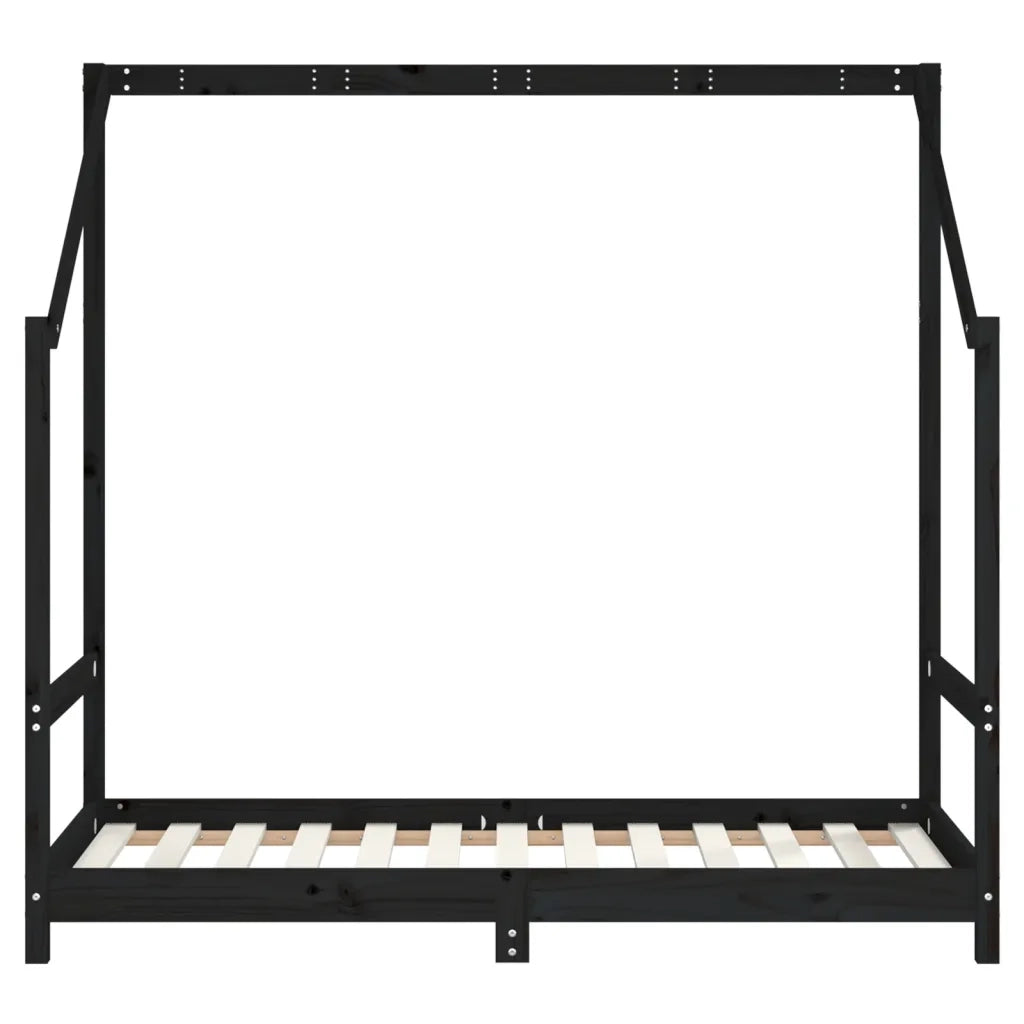 Giroletto per Bambini Nero 80x160 cm in Legno Massello di Pino 835711