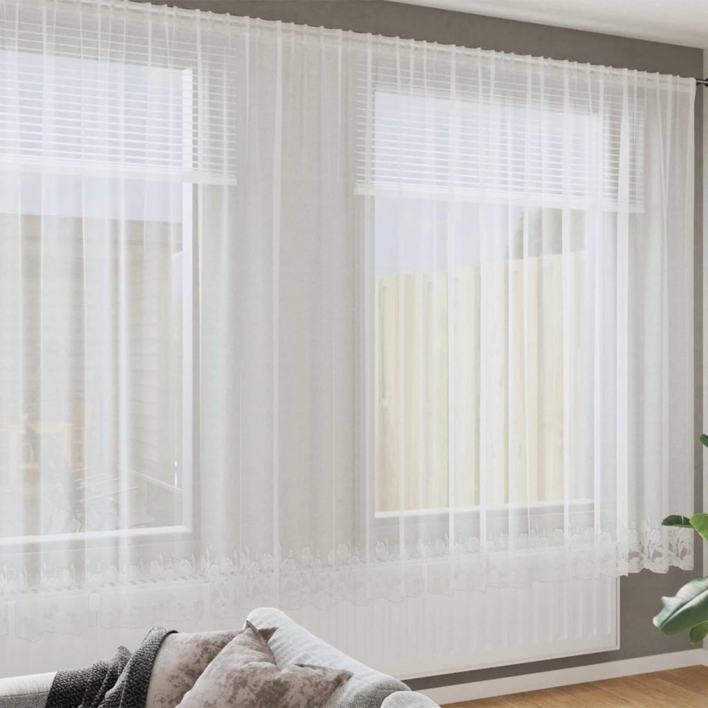 Tenda in Pizzo con tende Bianco 750 x 240 cm Poliestere 4107951