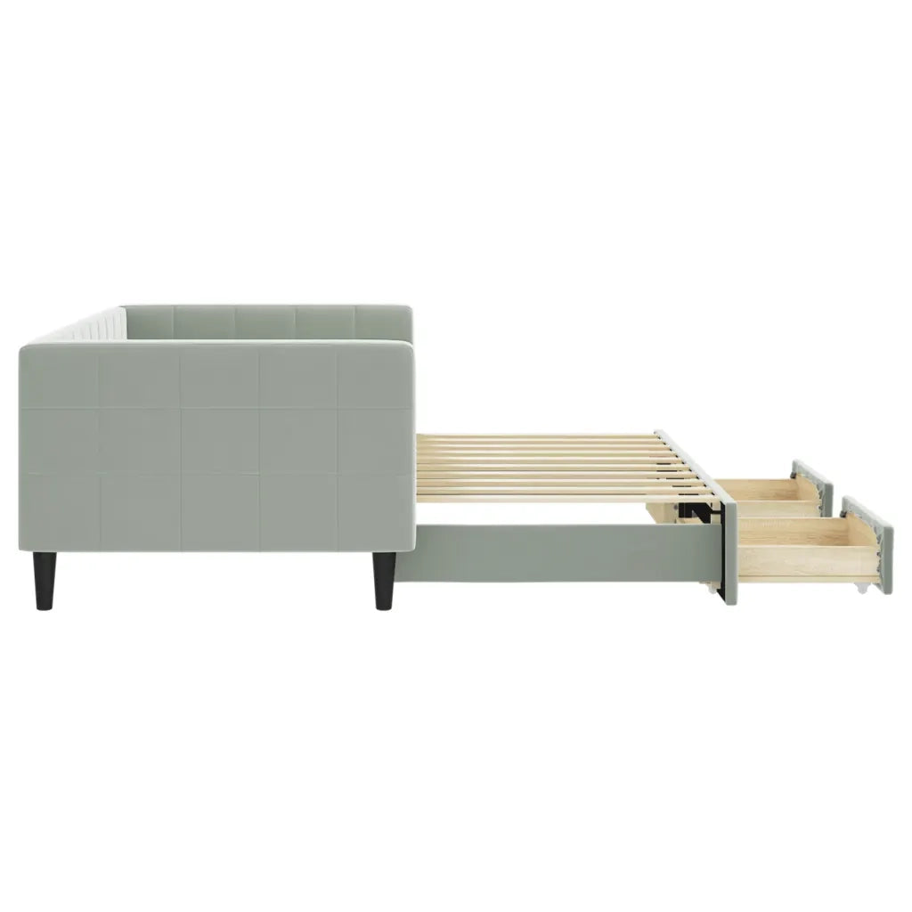 Divano Letto Estraibile Cassetti Grigio Chiaro 90x190cm Velluto 3196752