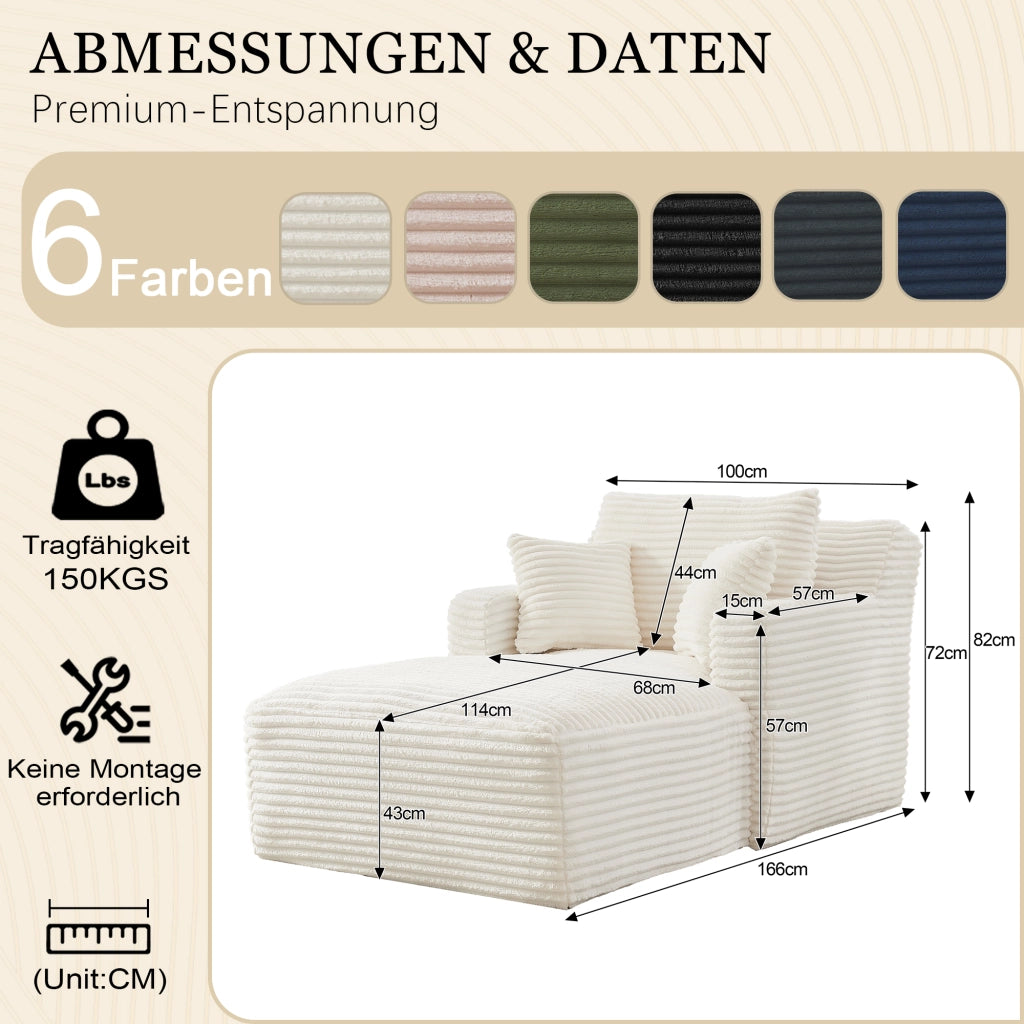 Divano Letto Chaise Longue in Tessuto ¨C MINIMAL ¨C Grigio