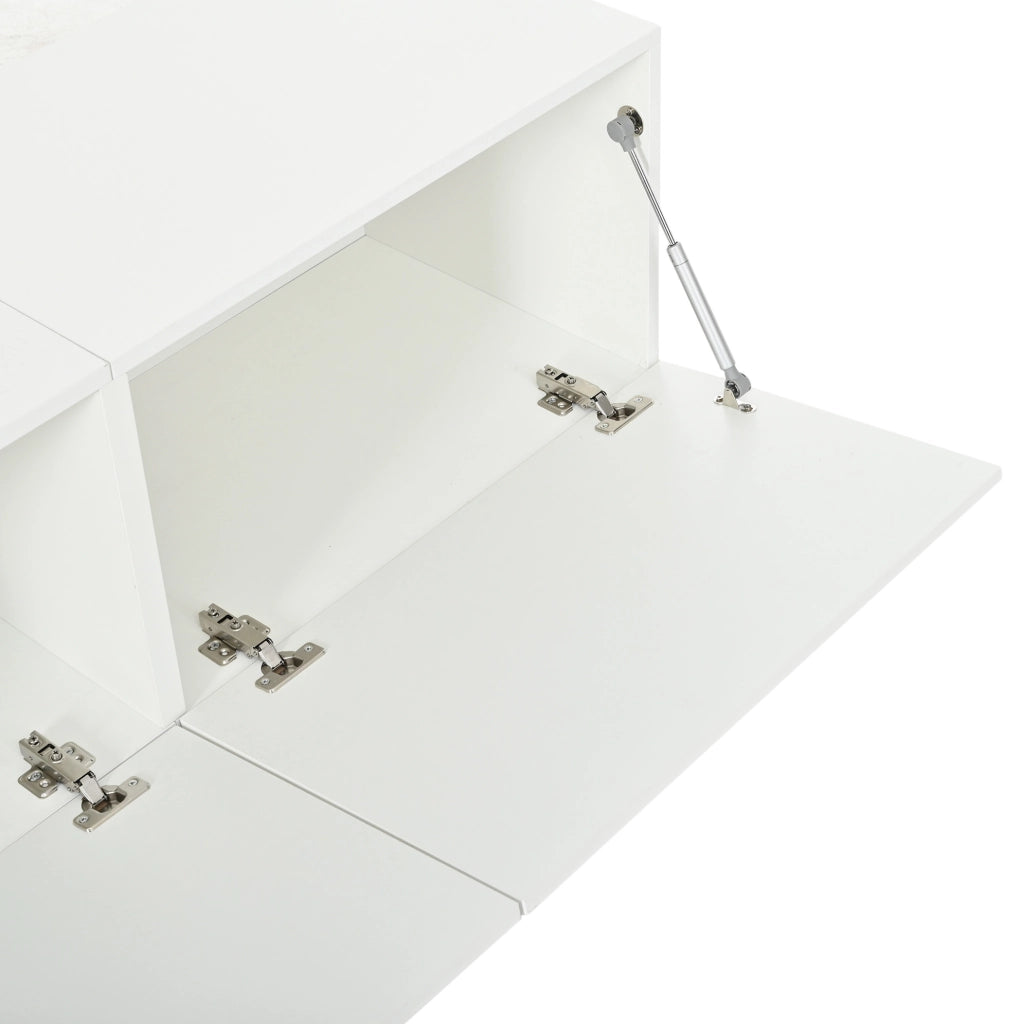 Mobile TV 180x40x48 cm con 3 ante a ribalta; grande capacità; MDF; bianco
