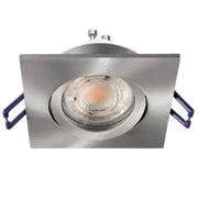 Faretto ad incasso LED 8W GU10 silver spazzolato quadrato foro 70mm moderno orientabile luce soffitto ingresso vetrina SPAZZOLATO 3000K