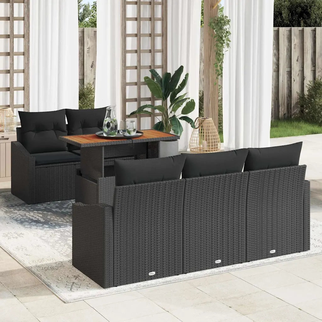 Set Divano da Giardino con archiviazione 6 pcs Nero Poly Rattan 3358515