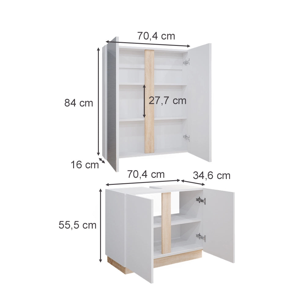Vicco Set di mobili da bagno Bianco 2 parti