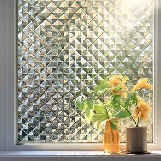Decorazione visiva 3D per finestra in vetro mat - blocca UV - rimovibile - decorazione per casa e ufficio - vinile per finestra - 354 × 787 cm