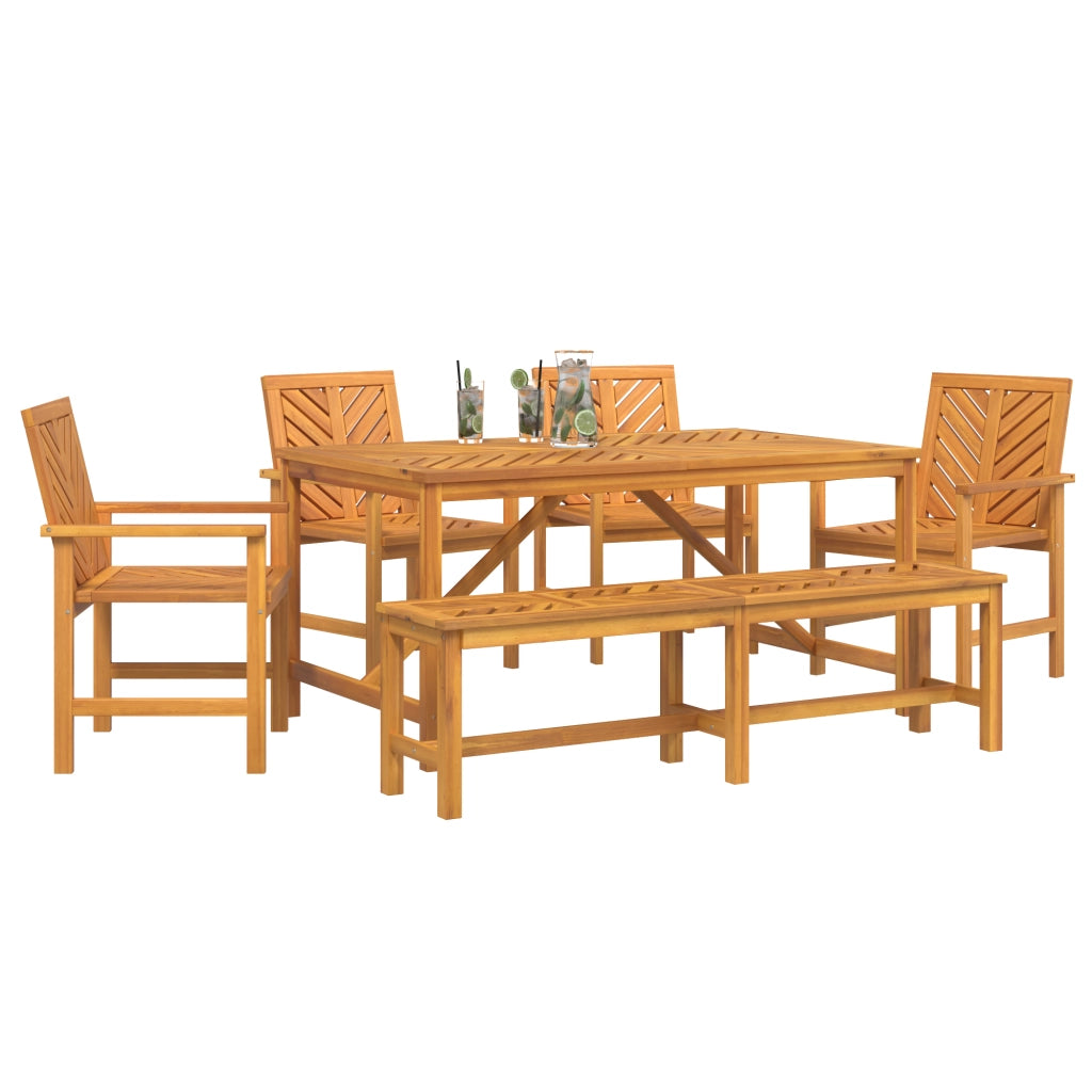 Set da pranzo per giardino 5 pezzi in legno massello di acacia