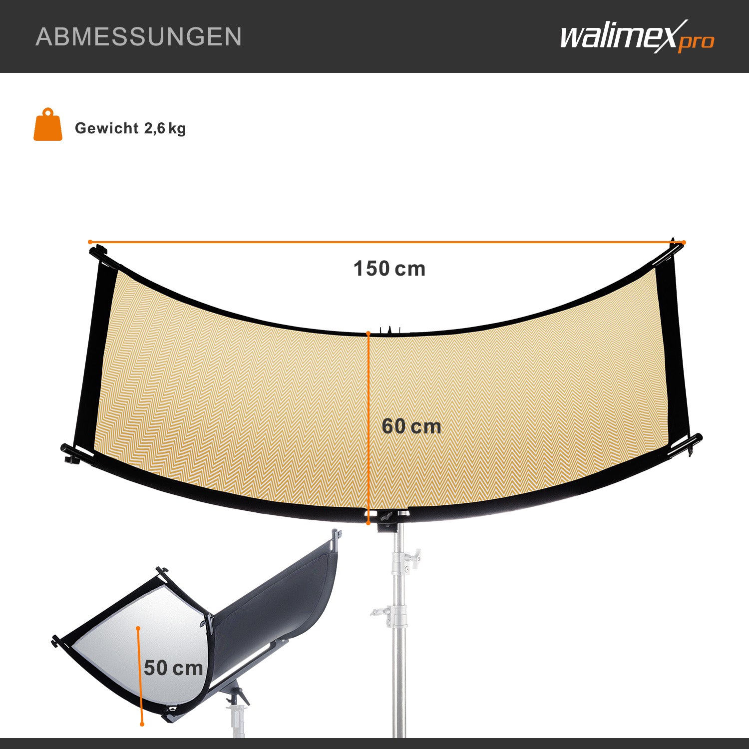 3in1 Riflettore Halfpipe, concavo 150x60
