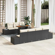 Set da Pranzo per Giardino con cuscino 8 pcs Nero e Crema