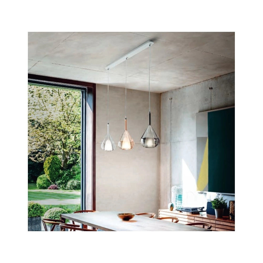 Lampadario a sospensione Lila a Led in metallo e vetro borosilicato 3481-48-297 Fabas Luce