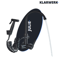 JULIE | Rubinetto miscelatore gastronomia a parete nero | professionale da cucina in acciaio inox con doccetta|Acqua rubinetto ristorante  bocca alta