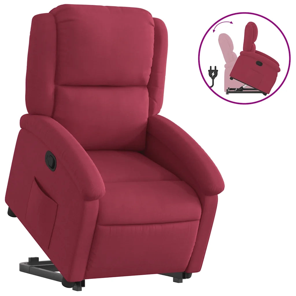Poltrona | Sedia Relax Alzapersona Reclinabile Rosso Vino in Velluto