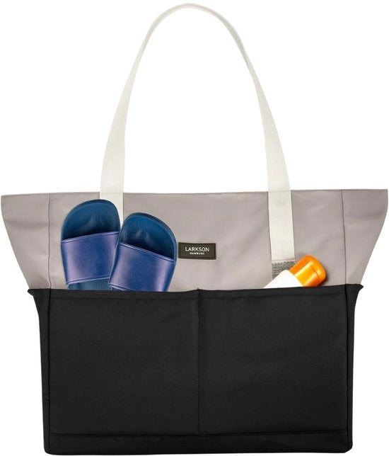 Borsa da Spiaggia XXL con Cerniera per Uomo e Donna - Nero - Borsa da Spiaggia per Spiaggia, Piscina, Piscina - Borsa da Spiaggia Tote con Cerniera - Leggera