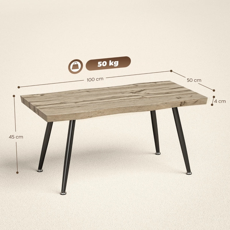 TAVOLINO DA SALOTTO 100 x 50 x 45 cm Rovere con gambe in acciaio