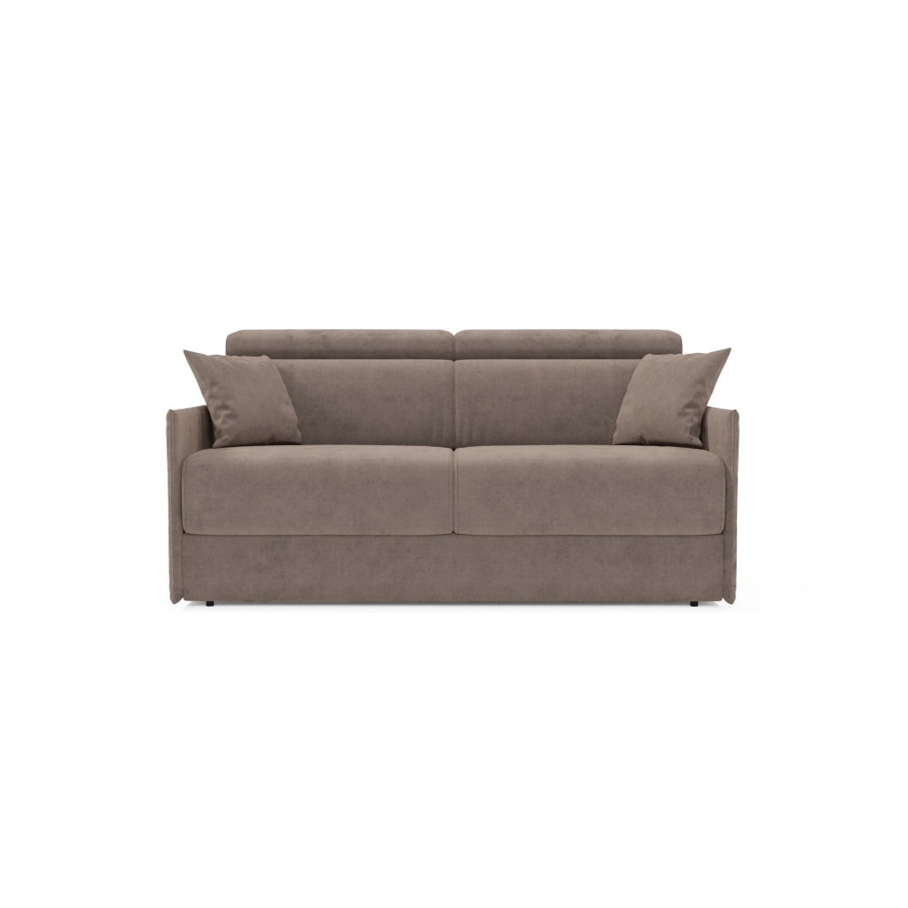 Miryam Divano letto con poggiatesta reclinabili e comfort maxi - design compatto in morbido tessuto smacchiabile T31 169 cm marrone