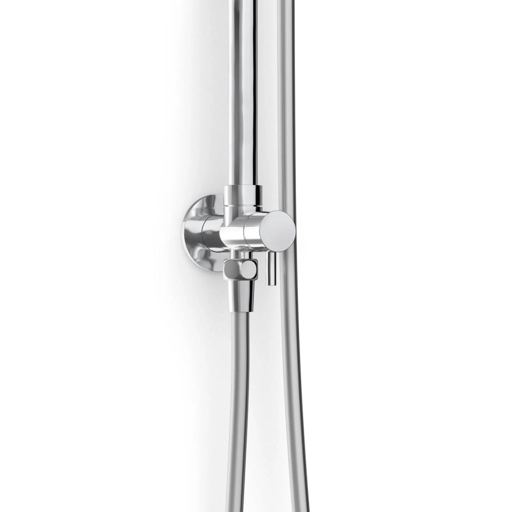 Saliscendi Doccia con soffione e doccetta Satinata in Acciaio inox e ottone spazzolato Mod. Zeus satin