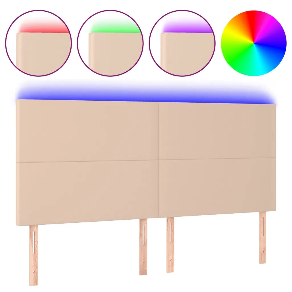 Testiera | Testata a LED Cappuccino 200x5x118/128 cm in Similpelle
